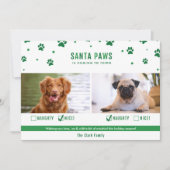 Carte photo de Noël Green Naughty ou Nice Two Dog (Devant)