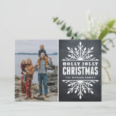 Carte photo de Noël Holly Jolly Rustic (Debout devant)