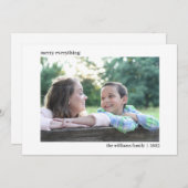 Carte photo de Noël horizontale simple et élégante (Devant / Derrière)