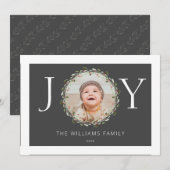 Carte Photo de Noël joie aquarelle fer fusain (Devant / Derrière)