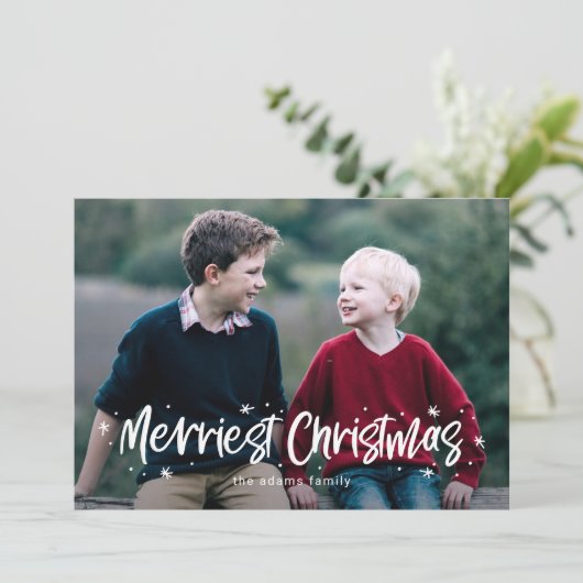 Carte photo de Noël joyeusement tirée (Debout devant)