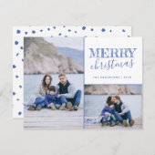 Carte photo de Noël joyeux bleu (Devant / Derrière)