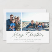 Carte photo de Noël Joyeux Joyeux Script vert (Devant)