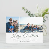 Carte photo de Noël Joyeux Joyeux Script vert (Debout devant)