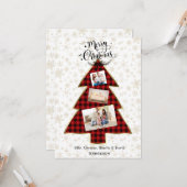 Carte Photo de Noël Joyeux Noël de l'arbre de Noël Rouge (Devant/Arrière en situation)