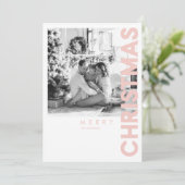 Carte Photo de Noël | Joyeux Noël rose (Debout devant)