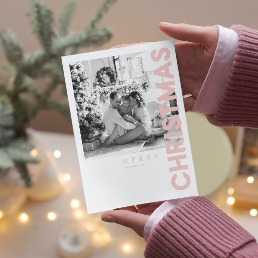 Carte Photo de Noël | Joyeux Noël rose