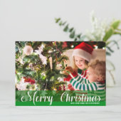 Carte photo de Noël Joyeux Vert (Debout devant)