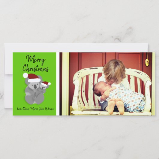Carte Photo de Noël Koalas (Devant)