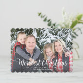 Carte photo de Noël la plus agréable avec lettre d (Debout devant)