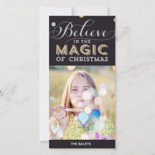 Carte photo de Noël magique - Noir