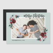 Carte photo de Noël magnétique florale (Devant / Derrière)