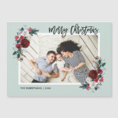 Carte photo de Noël magnétique florale (Devant)