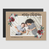 Carte photo de Noël magnétique florale (Devant / Derrière)