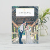 Carte photo de Noël Marié Joyeux Joyeux Fêtes (Debout devant)