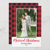 Carte photo de Noël marié plaid (Devant / Derrière)