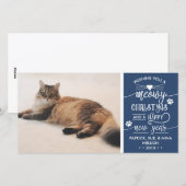 Carte photo de Noël Meowy, Chat, COULEUR MODIFIABL (Devant / Derrière)