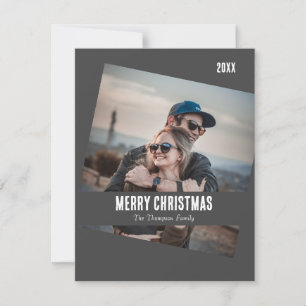 Carte Photo de Noël minimaliste moderne gris foncé