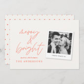 Carte photo de Noël moderne avec écriture joyeuse et lum (Devant / Derrière)