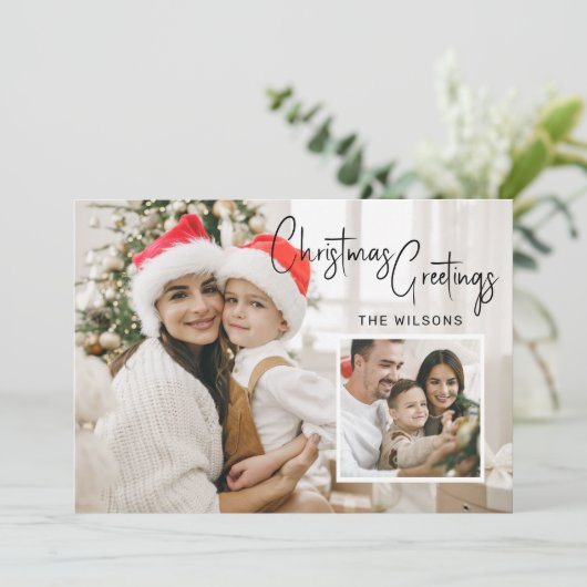 Carte photo de Noël moderne avec entrée (Debout devant)