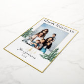 Carte photo de Noël moderne blanc et or (Rotation)