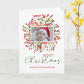 Carte Photo de Noël moderne et nom (Fleur jaune)