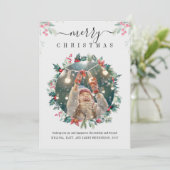 Carte Photo de Noël Moderne Mistletoe Berries rouges (Debout devant)