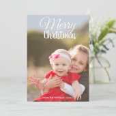 Carte Photo de Noël Motif rose retour (Debout devant)