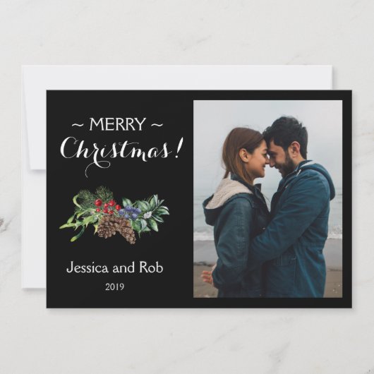 Carte Photo de Noël noire frappante (Devant)