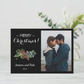 Carte Photo de Noël noire frappante (Debout devant)