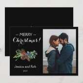 Carte Photo de Noël noire frappante (Devant / Derrière)