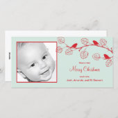 Carte photo de Noël Oiseaux de vacances (Devant / Derrière)