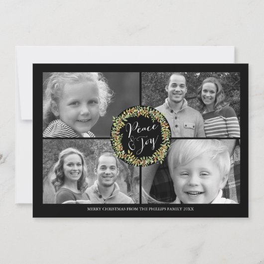 Carte photo de Noël Paix et Joie - style2 (Devant)