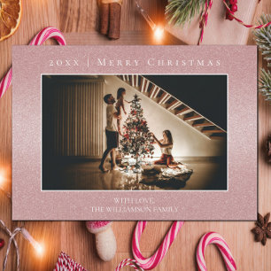 Carte photo de Noël Parties scintillant rose