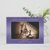 Carte photo de Noël Parties scintillant violet (Debout devant)