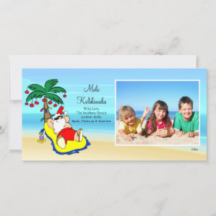 Carte photo de Noël Père Noël Hawaiienne.