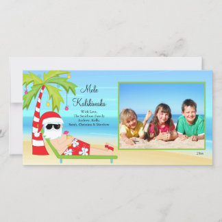 Carte photo de Noël Père Noël Hawaiienne.