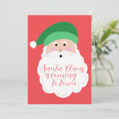 Carte photo de Noël Père Noël verte (Debout devant)