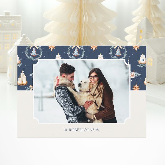 Carte photo de Noël personnalisée avec nom de fami