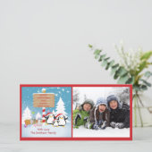 Carte photo de Noël Pingouin Famille De 5 Vacances (Debout devant)