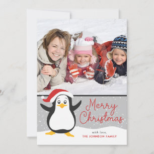 Carte photo de Noël Pingouin mignon