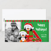 Carte photo de Noël Pingouins mignons (Devant / Derrière)