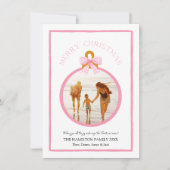 Carte photo de Noël Pink Gingham Bow Coquette (Devant)