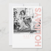 Carte Photo de Noël | Pink Happy Holiday (Devant)