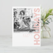 Carte Photo de Noël | Pink Happy Holiday (Debout devant)