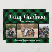 Carte photo de Noël Plaid Buffalo Vert (Devant / Derrière)