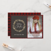 Carte Photo de Noël Plaid de Buffalo Moderne Festif Simp (Devant/Arrière en situation)