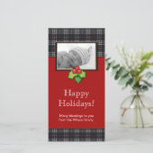 Carte photo de Noël Plaqué noir rouge (Debout devant)