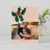 Carte photo de Noël Poinsettia Foil (Debout devant)