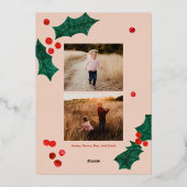 Carte photo de Noël Poinsettia Foil (Verso)